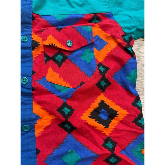 Vintage 90's BOLD Dakota Sunset Made in USA Cowgirl Western Button Down Shirt LG - Picture 4 of 6